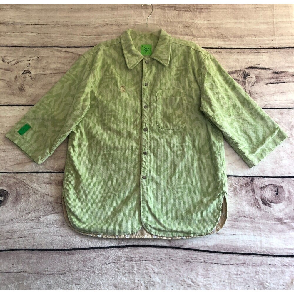 Cash By Cash App Shirt Mens XL Light Green Corduroy Overshirt Shacket